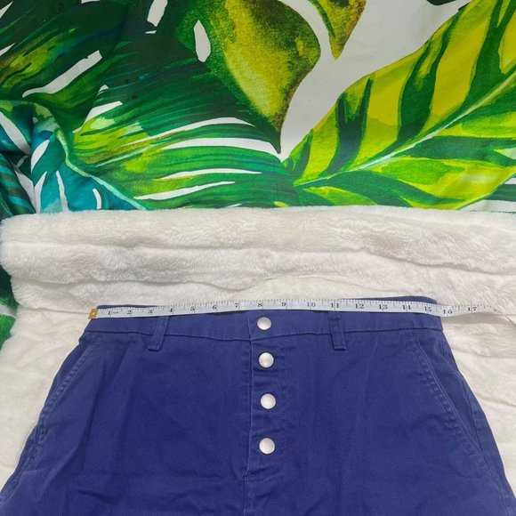 Cynthia Rowley 6 Dark Blue Chino High Waist Snap Close Casual Summer Shorts - Picture 4 of 9